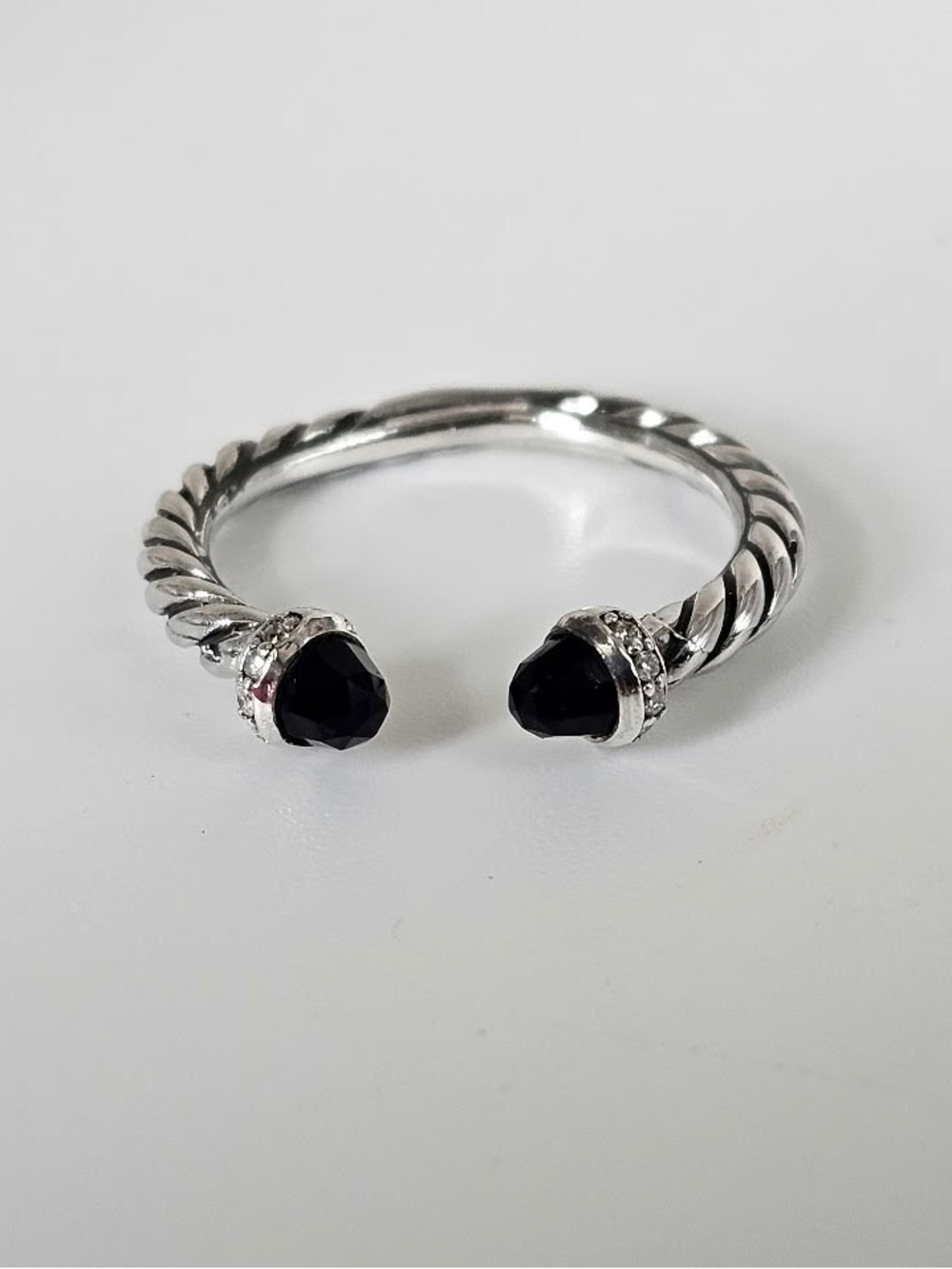 David Yurman Cable Classic ring in Black Onyx with white diamonds